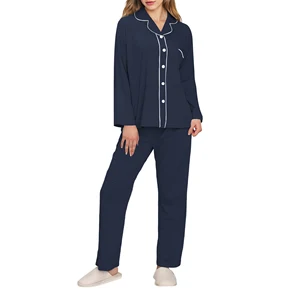 Cozy 100% Cotton Sleepwear Women Pajamas Solid Lounge Wear Sets Pjs Ladies Loungewear Custom Pyjamas