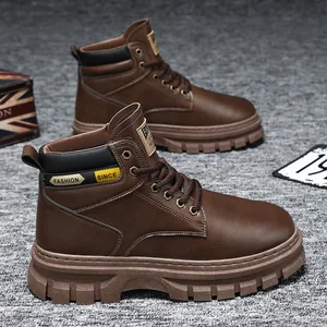 2026 New Boots Men's Trend  British Work Boots Casual  All-match Nen's Shoes