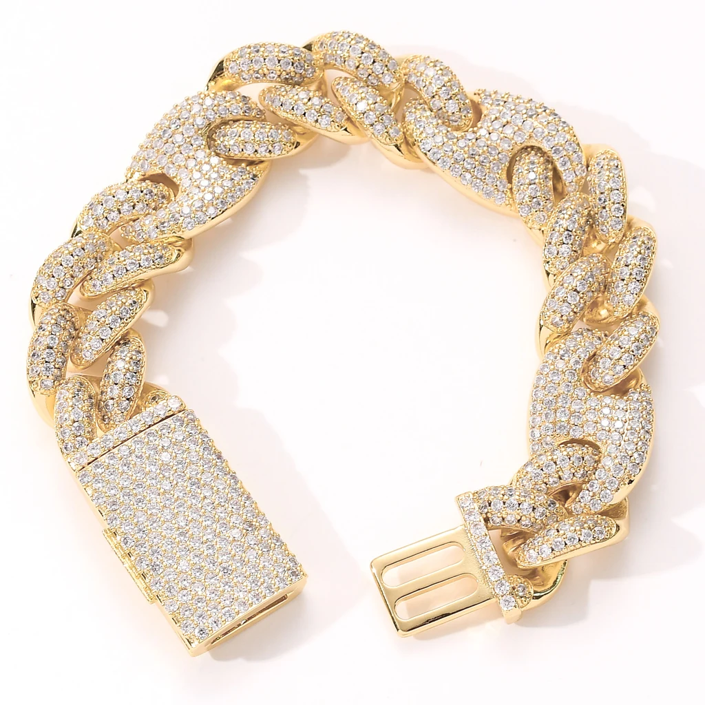 24K Gold Plated shops Baguette Cuban Link Bracelet