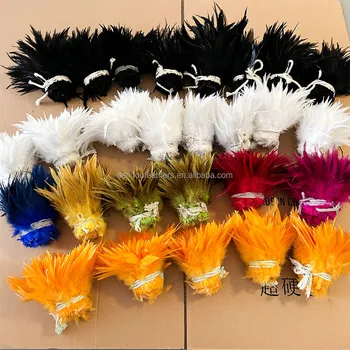4-6'' Dyed Rooster Strung Feathers for Fly Tying Chicken Feather Costumes Earring Jewelry Crafts Dance Garment Decorations