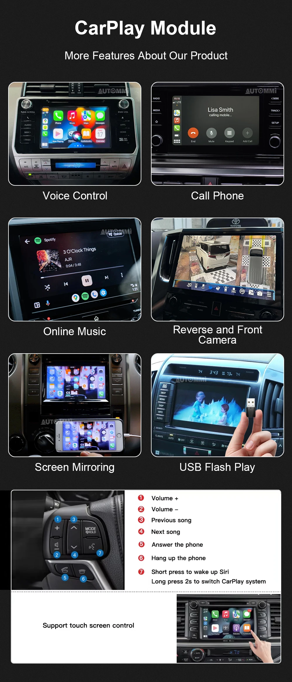 Wireless CarPlay Adapter for 2008-2012 Toyota Crown - Android Auto