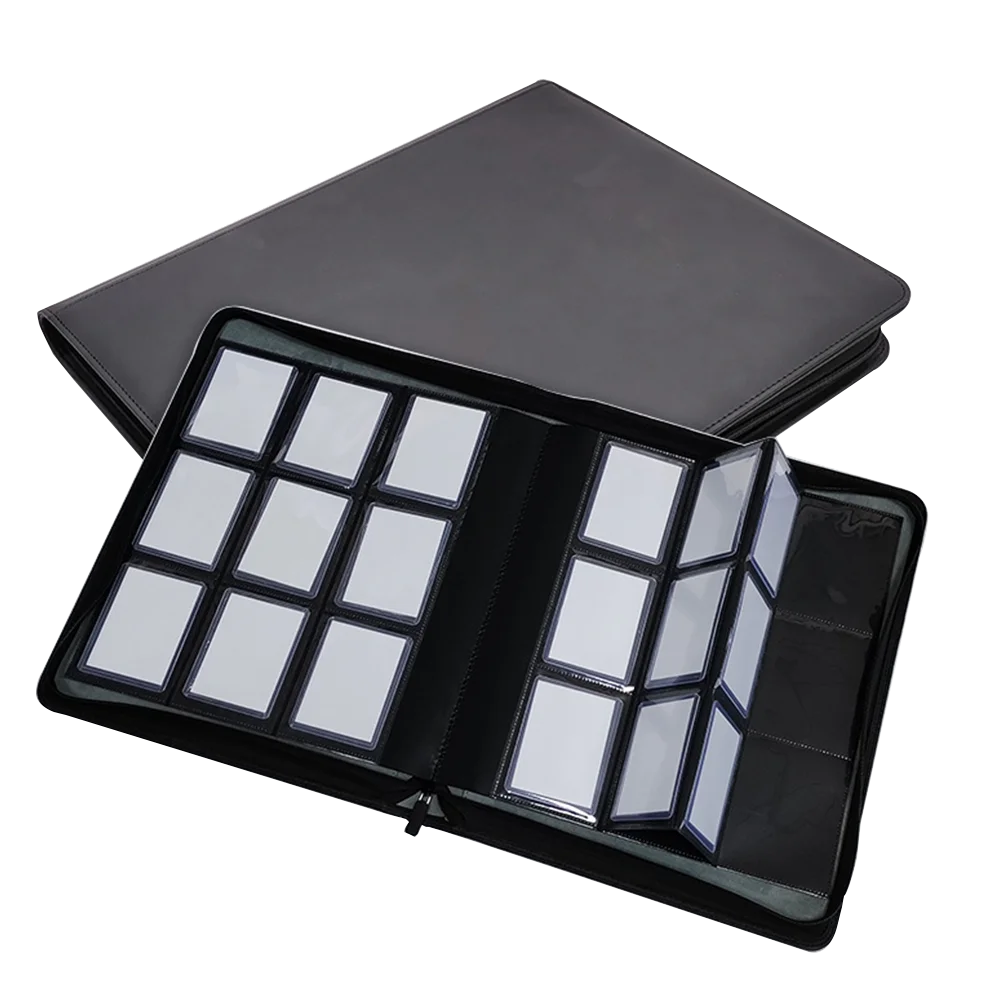 Customized 9 Pocket Page Toploader Pu Trading Card Binder Collect Book