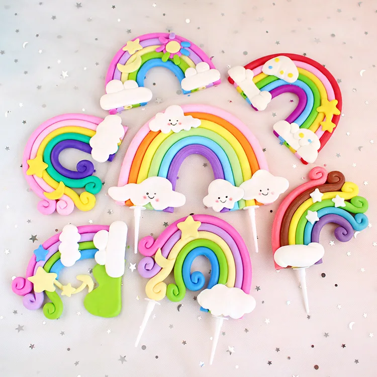 Foam Big Rainbow Baby Shower Decorations Happy Birthday Cake Topper Rainbow Butterfly Topper for Cakes Decoration