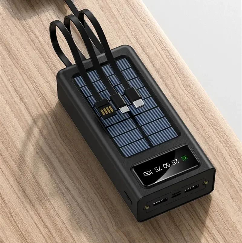 New Solar Power Bank Fast Charging Portable Powerbank Waterproof External  Battery Solar Panels 30000mah Phone Charger for Iphone