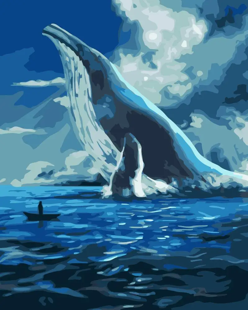 Картина кит в море