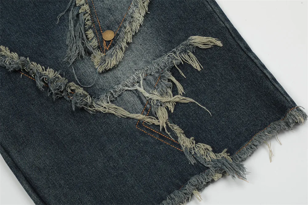 Clothing Manufacturers Washed Cloth Patch Embroidery Loose Custom Denim Shorts Men Men's Shorts