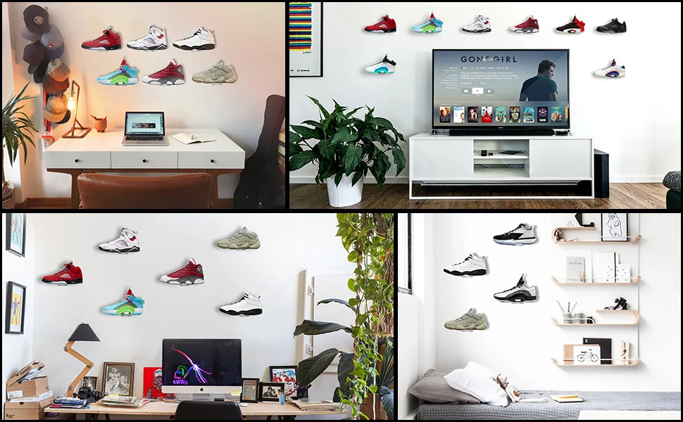 6 Pack Acrylic Floating Shoe Rack - Wall Mounted Levitating Display for ...