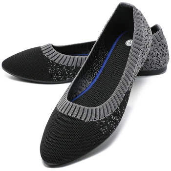 Wholesale Cheap Custom Slip On Ladies Shoes Casual Soft Mesh Cushion Shoes Loafers Women Flats Shoes