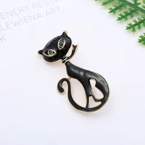 Punk Black Cat Enamel Brooch, Fashion Animal Brooch, Cartoon Lapel Pin, Wedding Gift Jewelry Wholesale