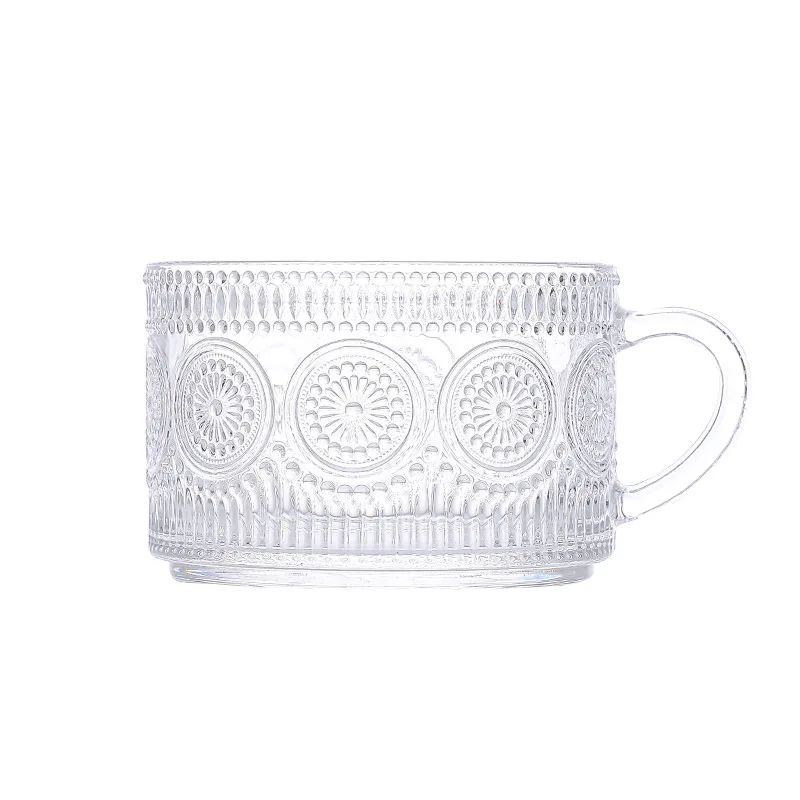 TAZZE DA CAFFÈ vintage in vetro Ulrikco con cucchiai set di tè in vetro