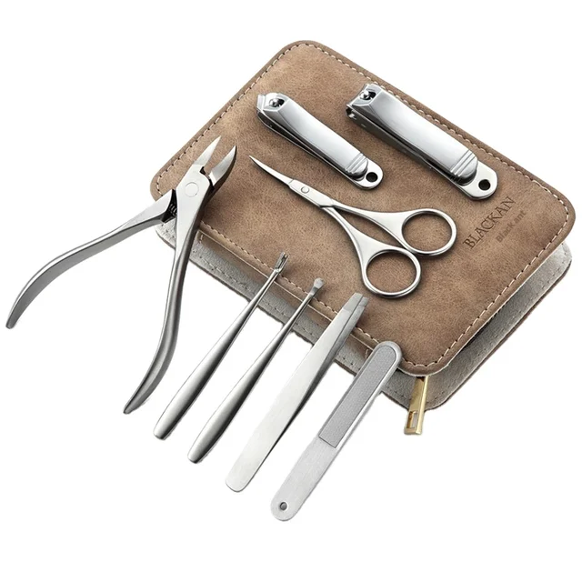 8pcs Professional Manicure Tools Set High Quality Stainless Steel Finger and Toe Nail Clipper with PU Leather Custom Logo