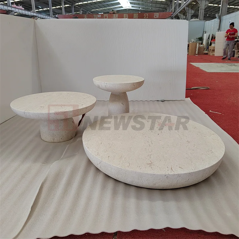 Creative Custom Stone Side Table Set Home Furniture Natural Marble