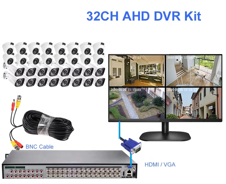 2MP 1080P 5MP Camera System Security Analog 20 24 Ch 24ch 32ch CCTV DVR 32 Channel Kit Recorder with Phone App Remote View