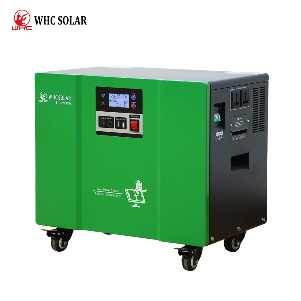 WHC Solar 2000W Portable Power Station Solar Generator 220v Supply Energy Storage