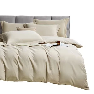 6 Pcs Cotton King Size Bedsheets Set for Double Bed Woven Duvet with Plain Pillowcases Bedding Collection