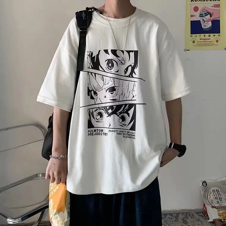 2022 Summer Men's T Shirt Harajuku Fashion Trend Short Sleeve Tops Tees Men  Casual Men Clothing Korean Print Graphic T Shirt Men