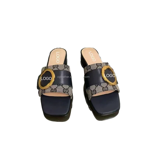 2025 Designer Women's Summer Sandals New Letter Printing Platform Wedges