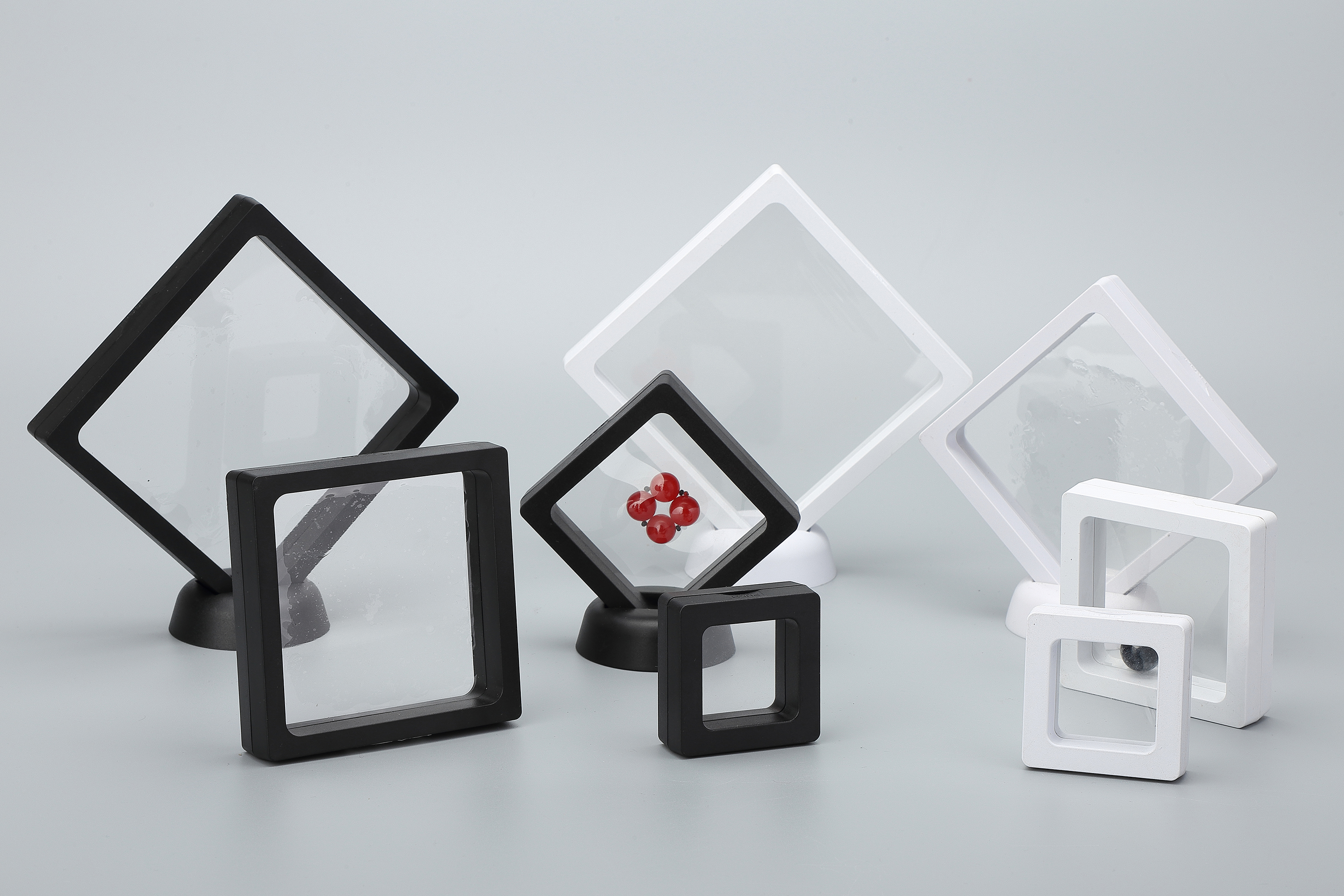 3D Clear case Store Membrane Floating Frame 3d Suspension Jewelry Display Box Jewellery Floating Frame