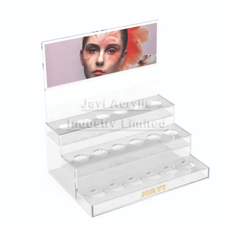 JAYI Custom Acrylic Lipgloss Display Stand Counter Lipstick Display Cosmetic Lip Gloss Rack