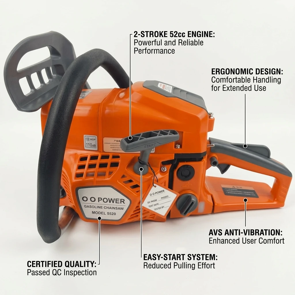 45cc 52cc 63cc Petrol Chainsaw 4500 Wood Cutting Saw 2-Stroke Gas