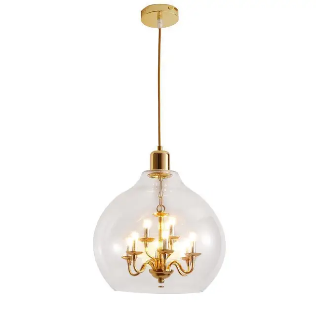 European Style Hanging Lamp Indoor Decorative Living Room Bedroom Kitchen 9 Heads Glass Pendant Chandelier Lights