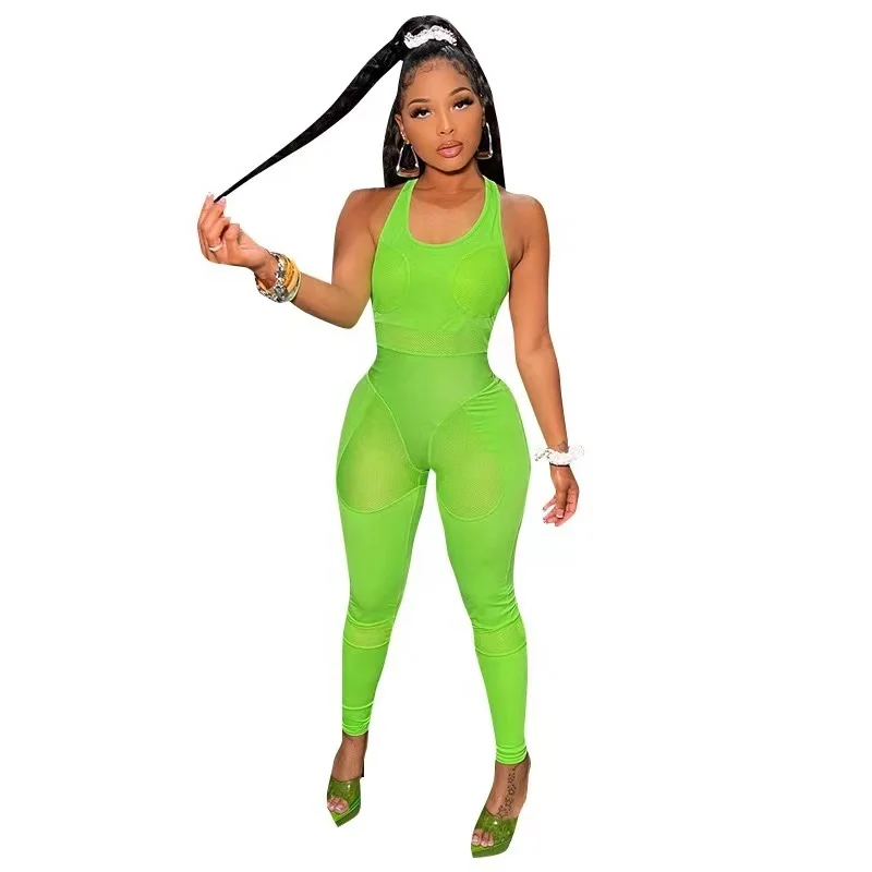 green mesh jumpsuit