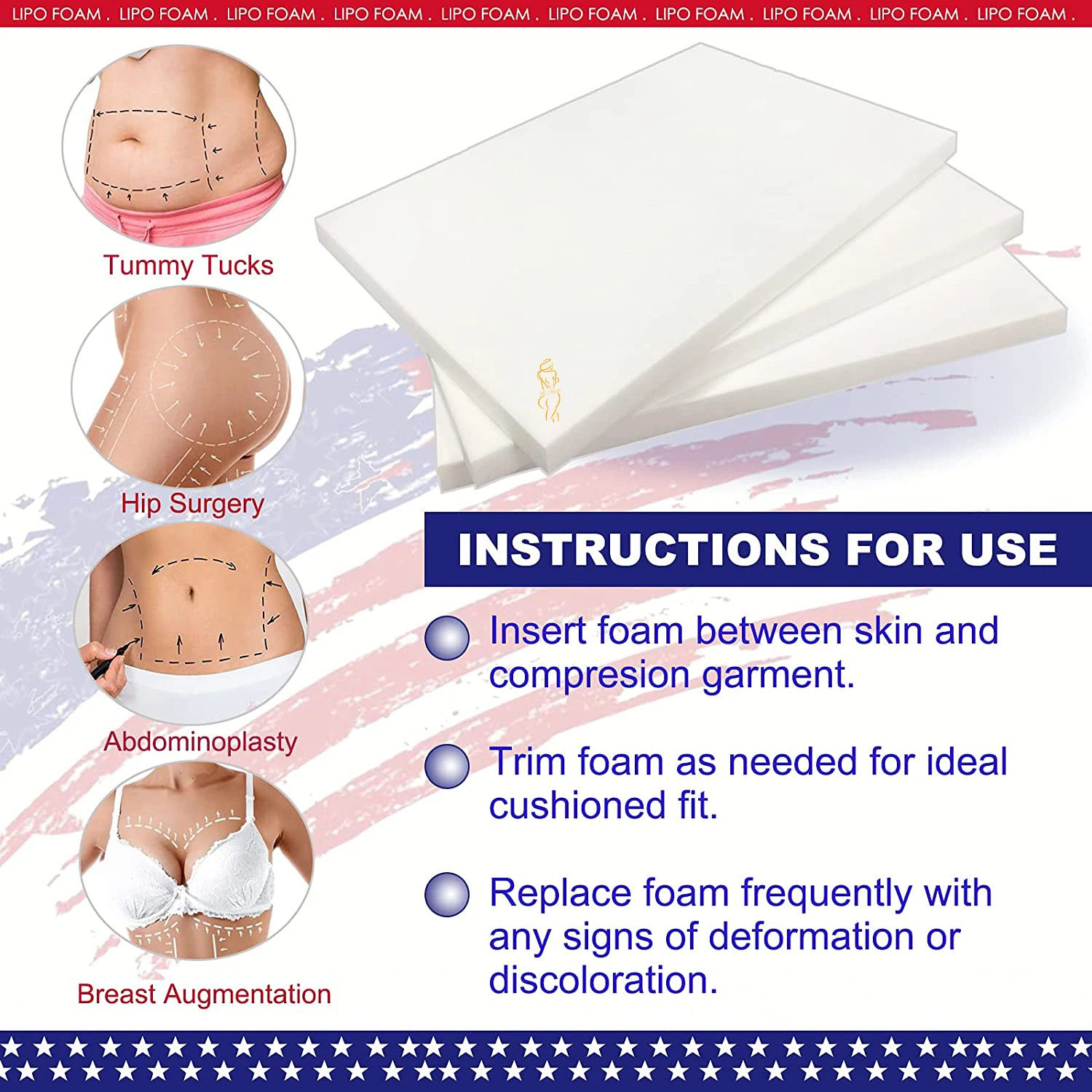 Lipo Foam - 2 Pack Standard Sheet - Liposuction Healing Foam, Lipo Foam