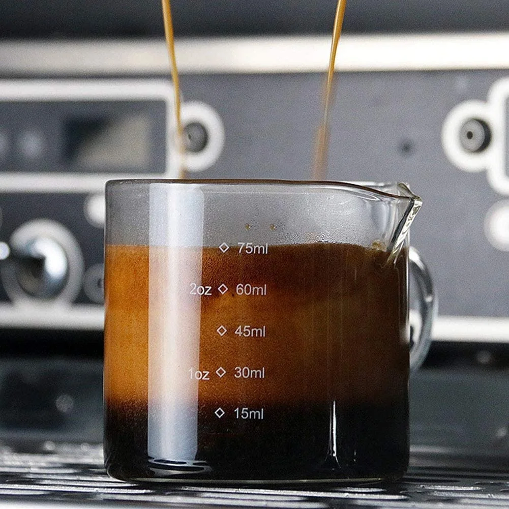 70/75ml Espresso Shot Glass Double Spout Measuring Cup Heat
