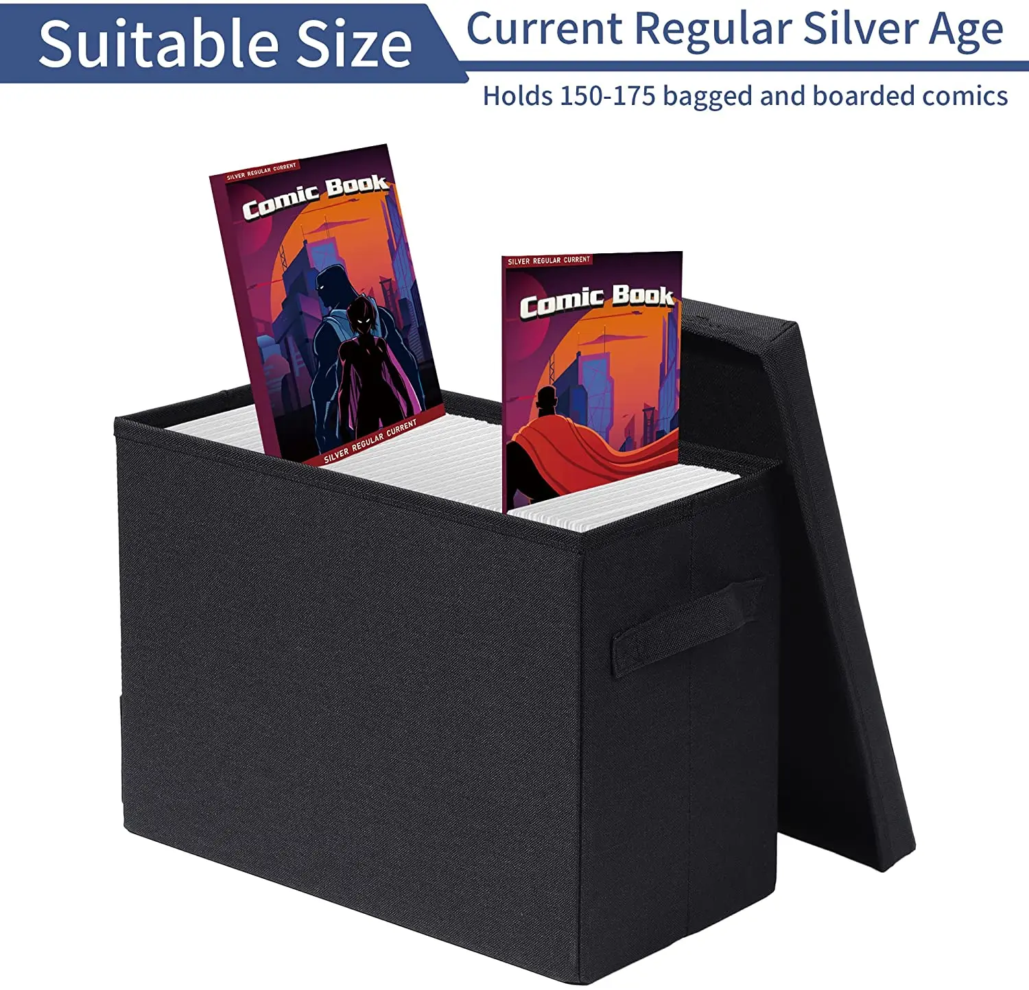 High Quality Eco-Friendly Rectangle Non-Woven Fabric Foldable Stackable Comic Book Storage Box with Cover for Office
