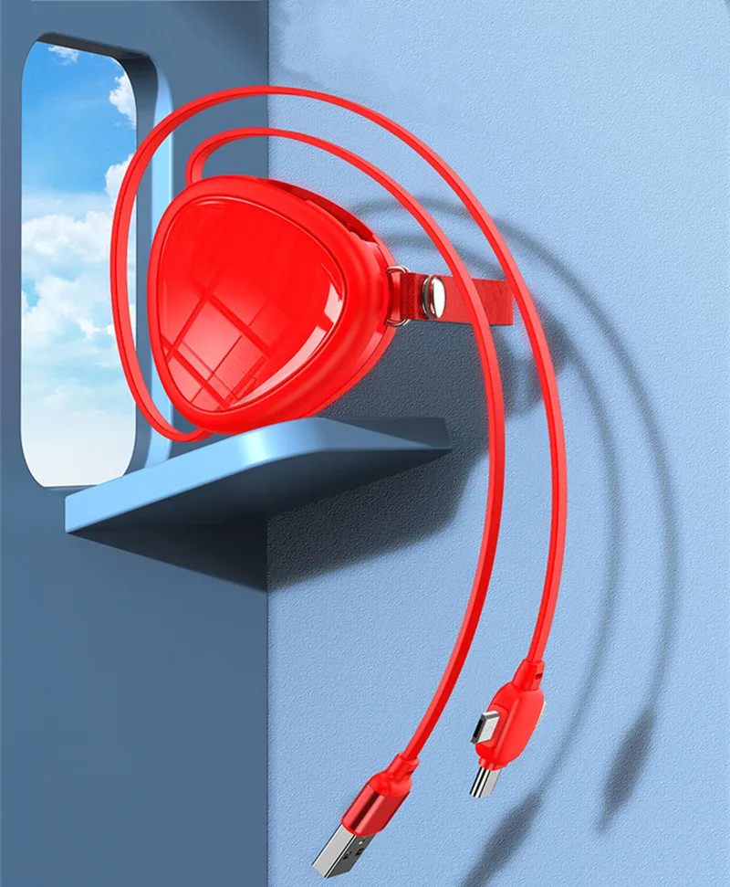 2023 New Heart shape 3in1 USB data charging cable Android phone three in one quick charging usb cable custom logo