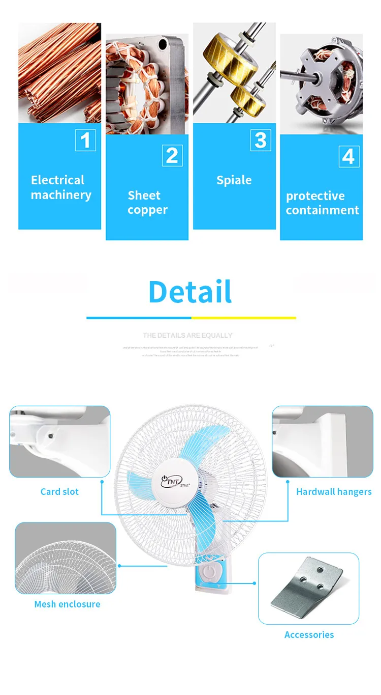 TNTSTAR TG-1140I+ Solar wall fan wall solar fan 16 inch mount oscillating high speed ac dc 12v 220v big small room Home Remote