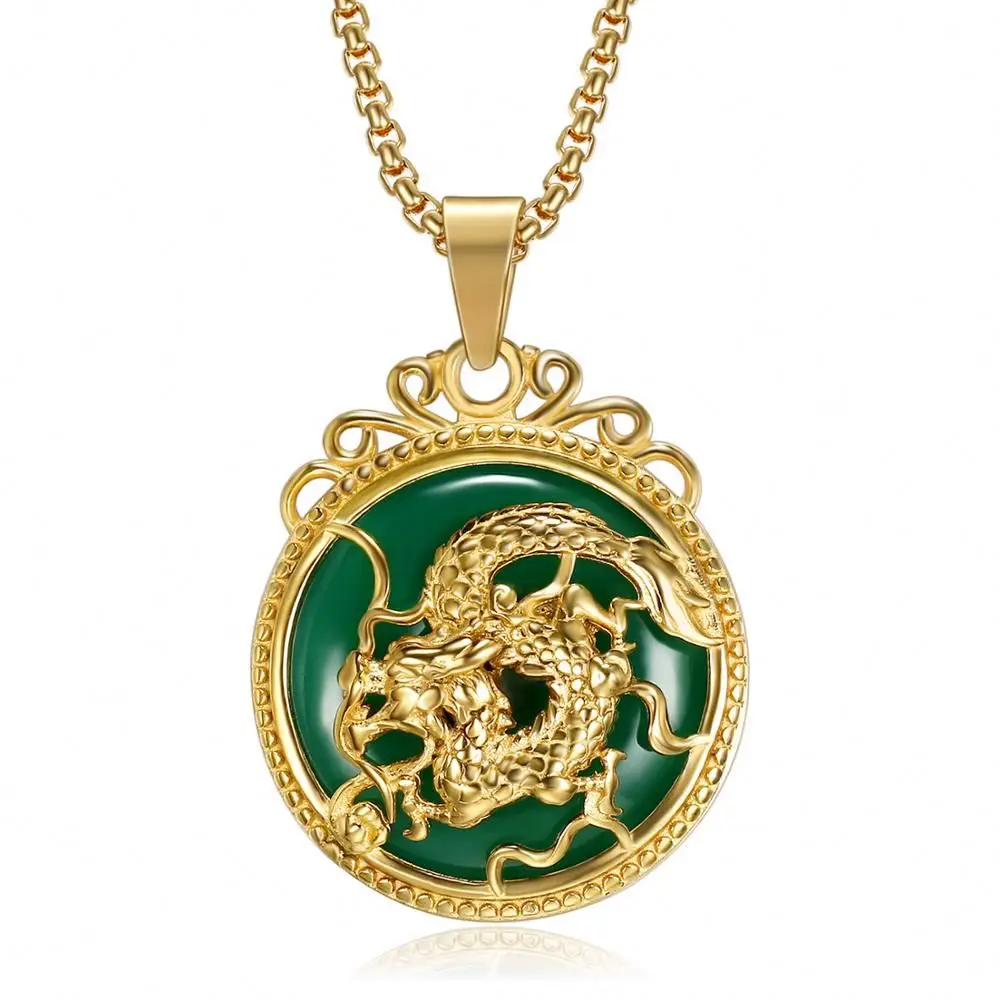 jade gold dragon pendant