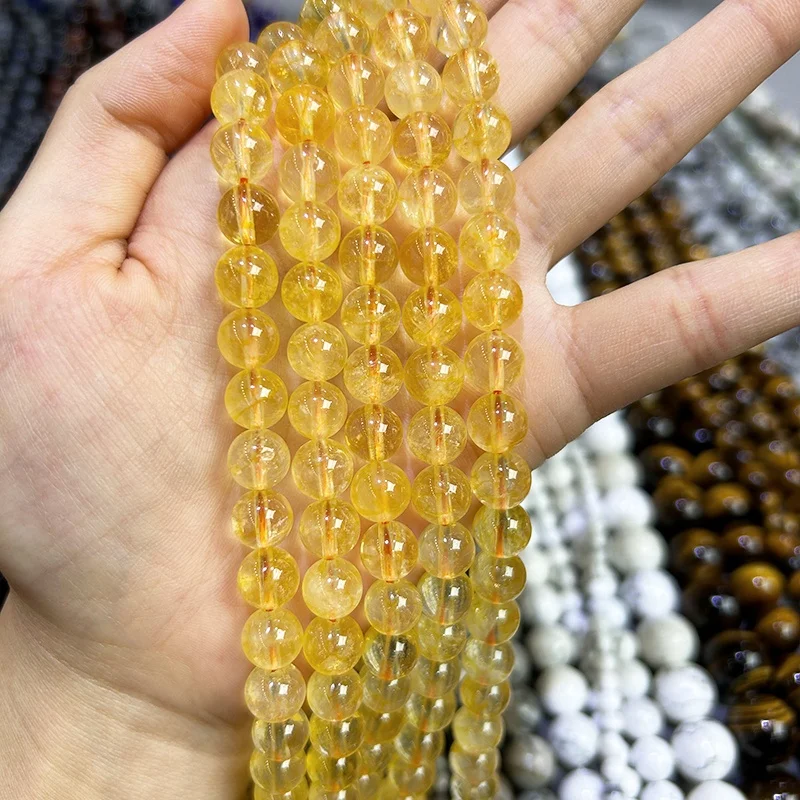 Wholesale High Quality Color Enhanced Citrine Yellow Round Crystal
