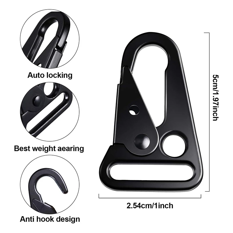 BT-Z012 1'' Zinc Alloy 25mm Olecranon Sling Clips Black Carabiner Hk Clip Swivel Snap Hook for Bags Webbing Metal Buckle Hooks