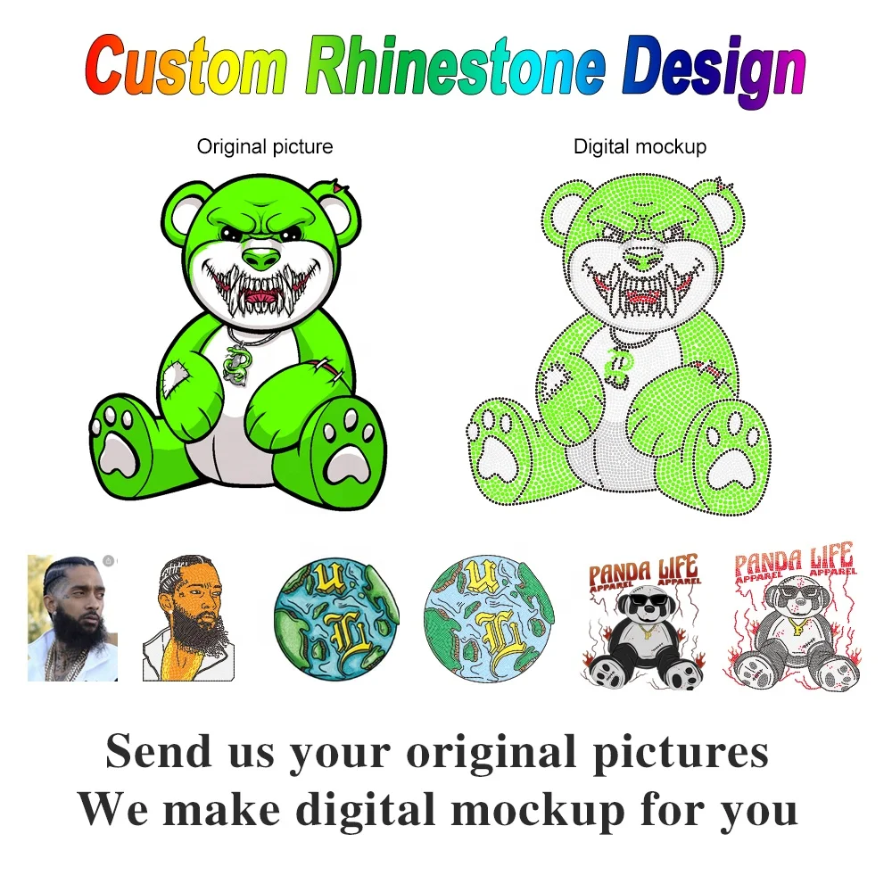 Bling Heat Transfer Rhinestone Sheets Mouse Design Iron on Rhinestone Transfer Hotfix for Garment