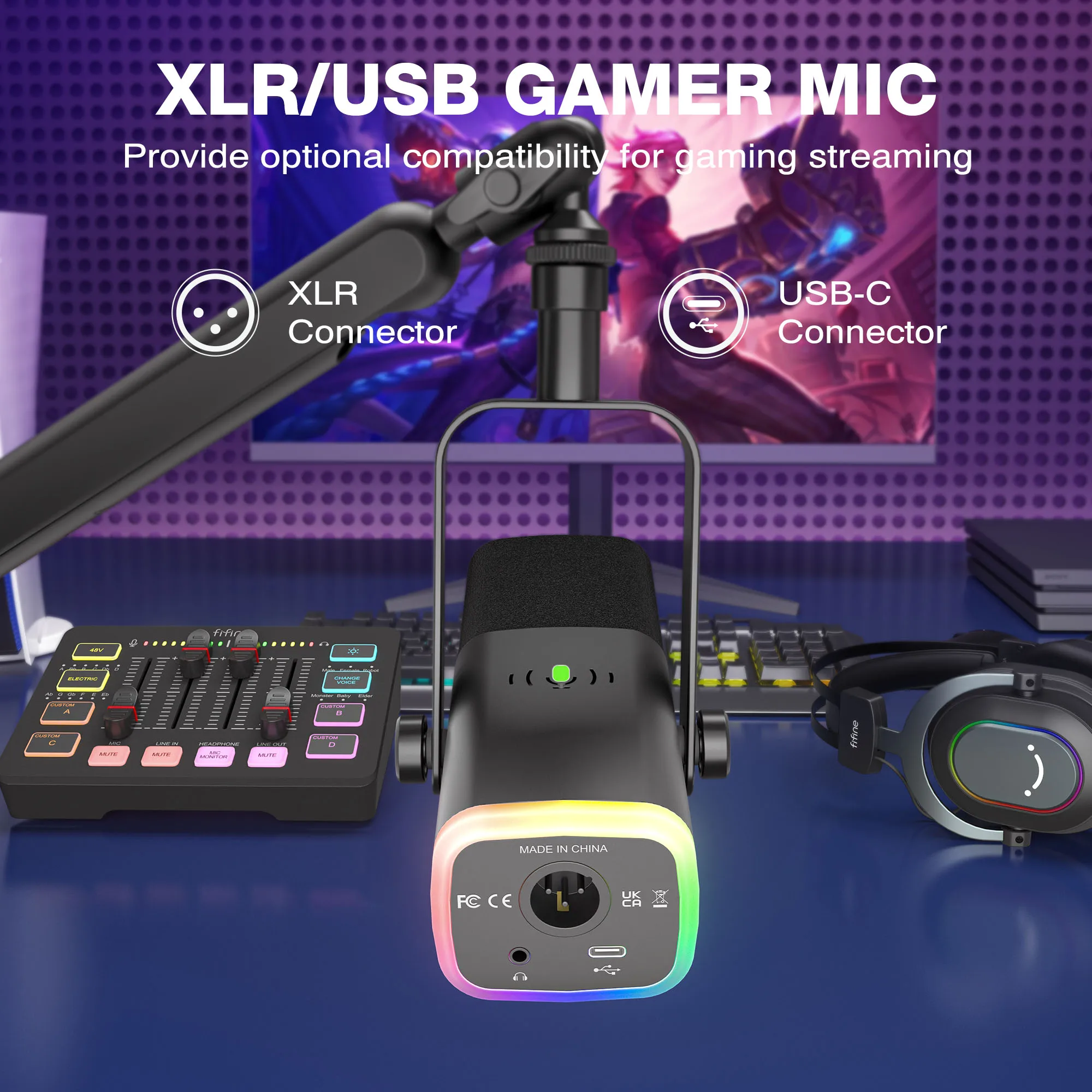 Fifine KS5 Wired Streaming Audio Mixer - Professional Podcast Kit