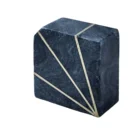 Black grey natural Stone marble Bookends decorative With brass-finished inlay
