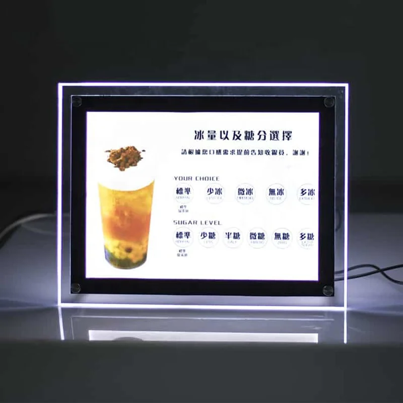 A3/a4 Led Backlit Crystal Lightbox Frameless Lightbox Picture