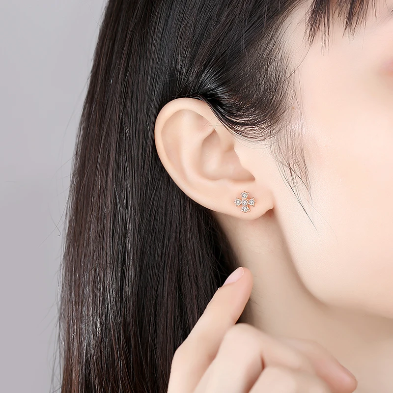 Wholesaler Earring Bling Crystal Rhinestone Women Gift Cross 925 Silver Korean Stud Earring Jewelry(图5)