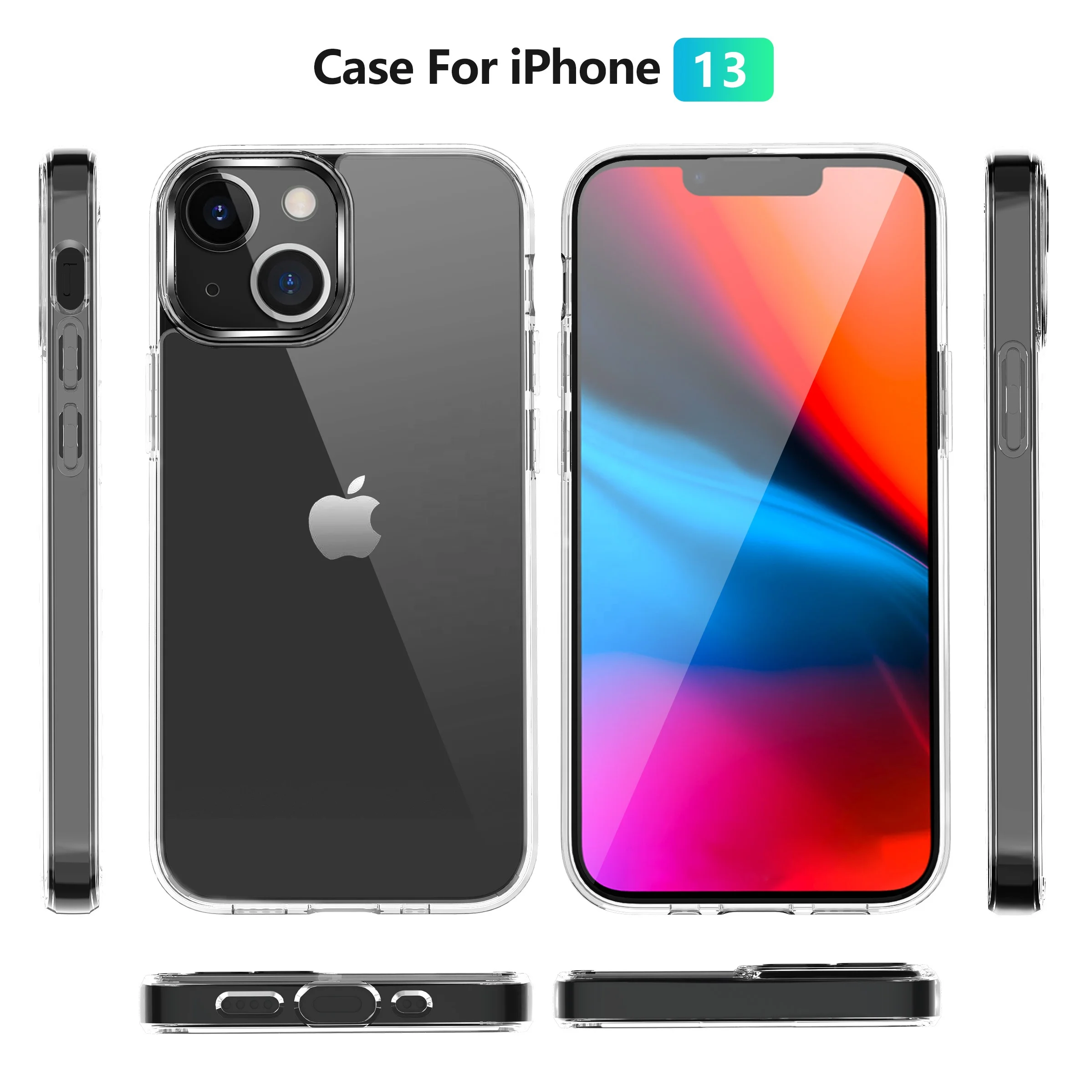 Тонкий жесткий ударопрочный прозрачный чехол из ТПУ для iPhone 13 11 12 Pro Max X/XS XR 7/8, акриловый чехол для телефона