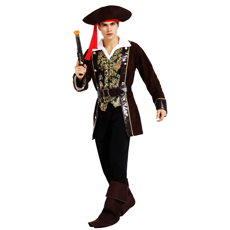 Unisex Adult Buccaneer Pirate Costume for TV Movie Cosplay Halloween Party with Character Pattern Pants Women's Dress