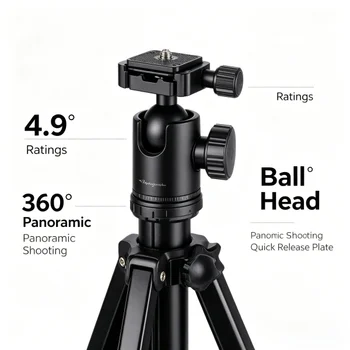Atyhao FL019 Photography Tripod with Adjustable Multifunction Aluminum Alloy Mobile Phone Holder Black 3-Leg Knob Lock detail image