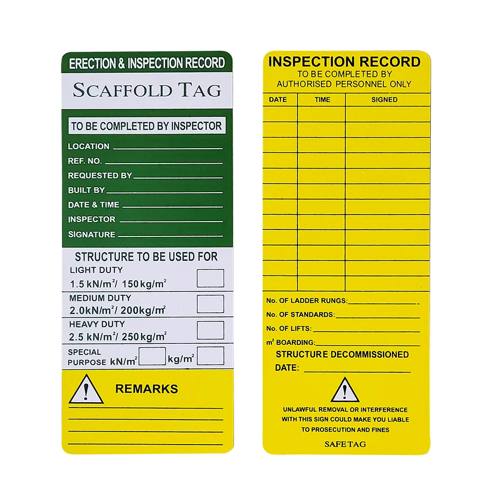 LINYI QUEEN Scaffold Tag Kit Plastic ABS Holder PVC Insert Card
