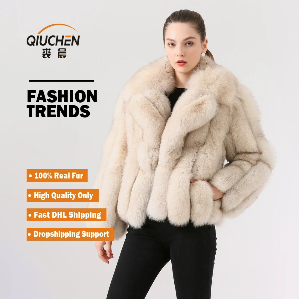 Qianzhonglin Genuine Fox Fur Coat good