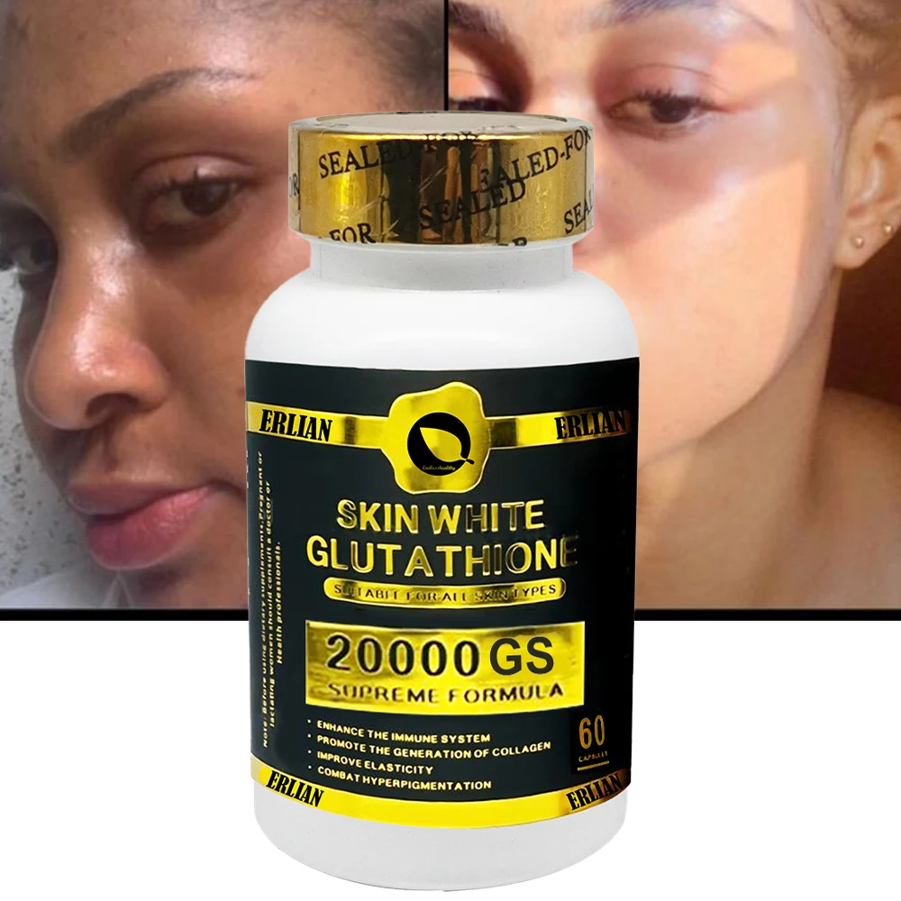Meilleur Complément Alimentaire Éclaircissant pour la Peau 20000mg, Capsules Molles Naturelles à Base de Plantes, Glutathion et Vitamine C, Pilules Meilleur Complément Alimentaire Éclaircissant pour la Peau 20000mg, Capsules Molles Naturelles à Base de Plantes, Glutathion et Vitamine C, Pilules