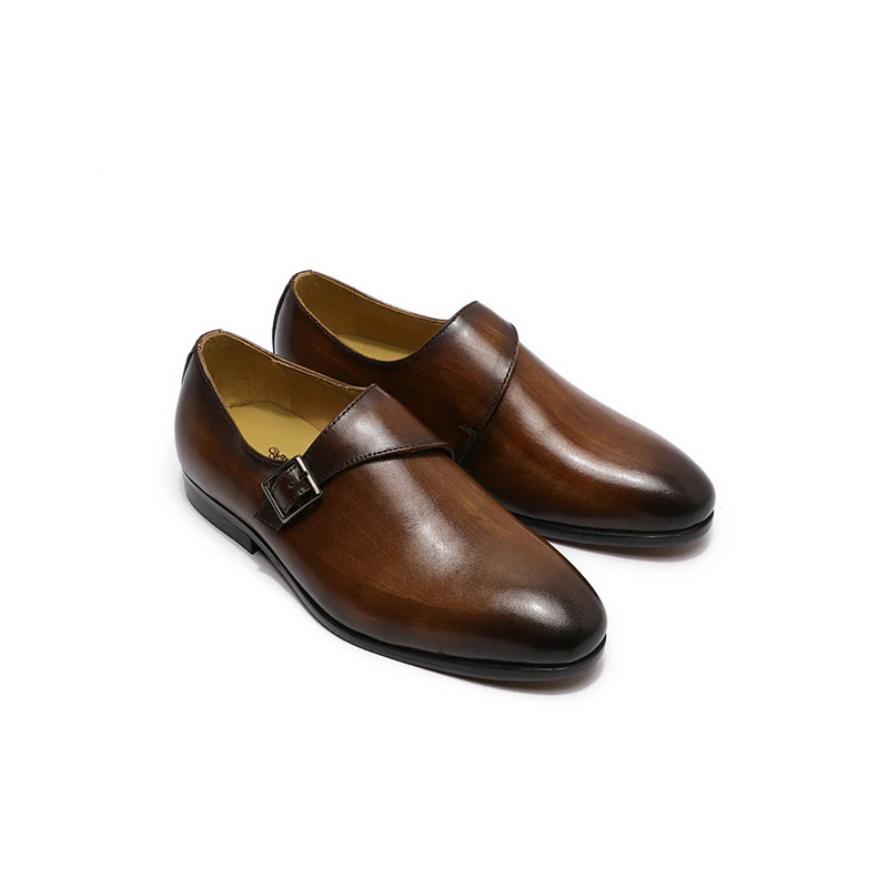 
Мужские кожаные лоферы с пряжкой и ремешком; официальная обувь из натуральной кожи 