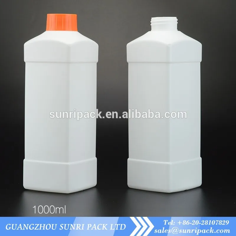 Source 1000ml 1L chemical use square flat HDPE plastic bottles on