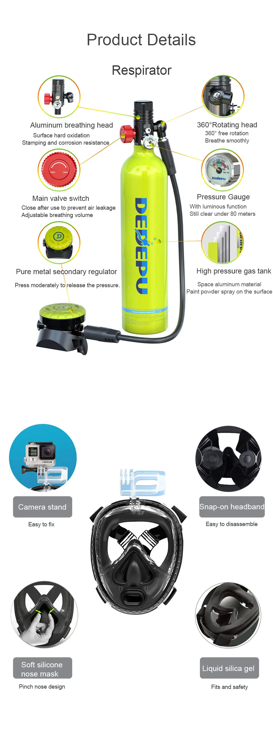 Space Aluminum Diving Oxygen Cylinder Under Water Sport Mini Air