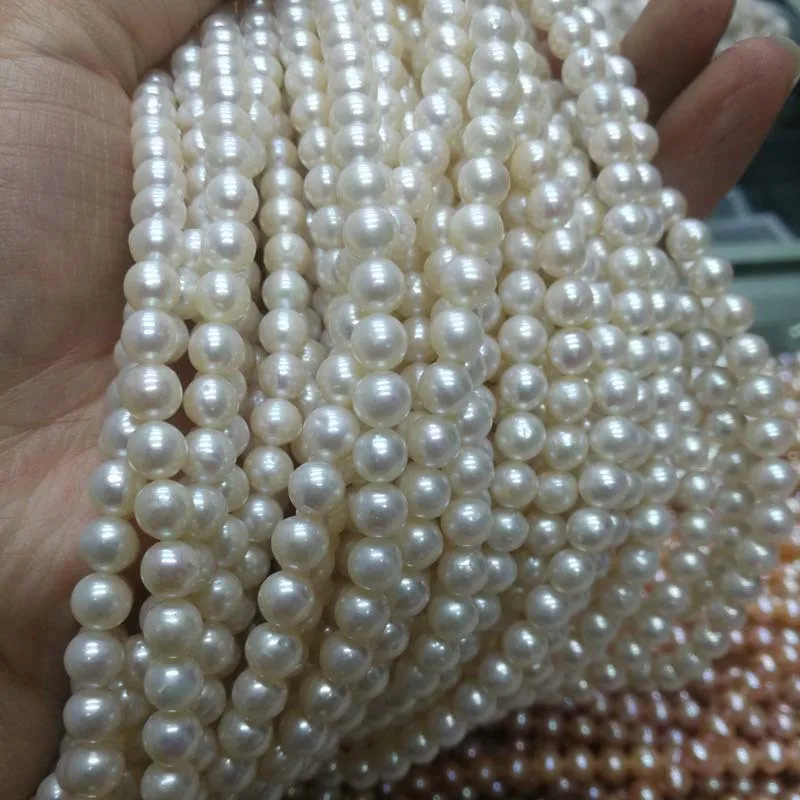 Wholesale White Natural Freshwater Pearls Beads String  for Making Necklace Bracelet