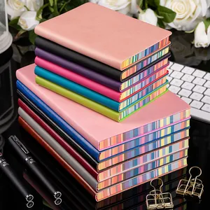 Creative Notebook Color Rainbow Edge Soft Leather Paper Diary Book Waterproof PU Leather Wholesale A6 Planner Notebook